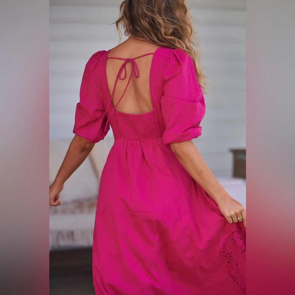 NWT Free People Lisa Lace Midi Dress - Picture 11 of 13